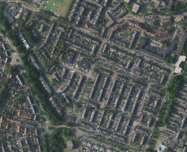Bovenaanzicht wijk Bovenweg te Huizen